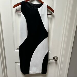 Ann Taylor Black and White Mid Length Work/Professional Cocktail/Sheath Dress